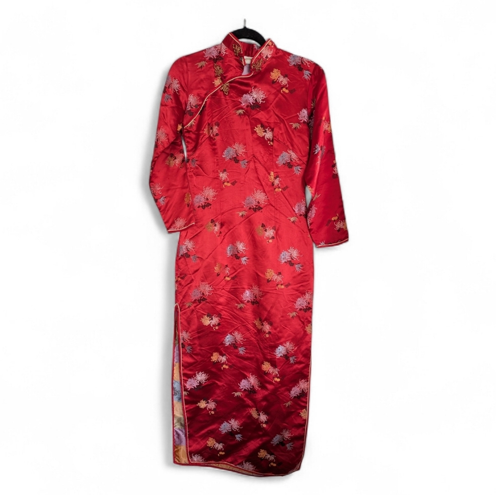 Canton Market Womens Satin Embroidered Asian Dress Coat Kimono M‎
